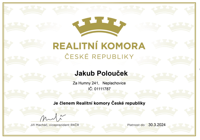 certifikát realitní makléř